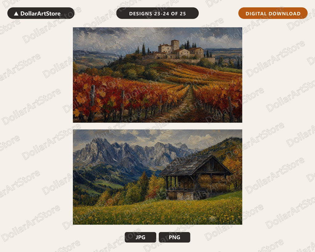 25 Cozy European Scenery Frame TV Art Bundle, Samsung Frame TV 4K Digital Downloads