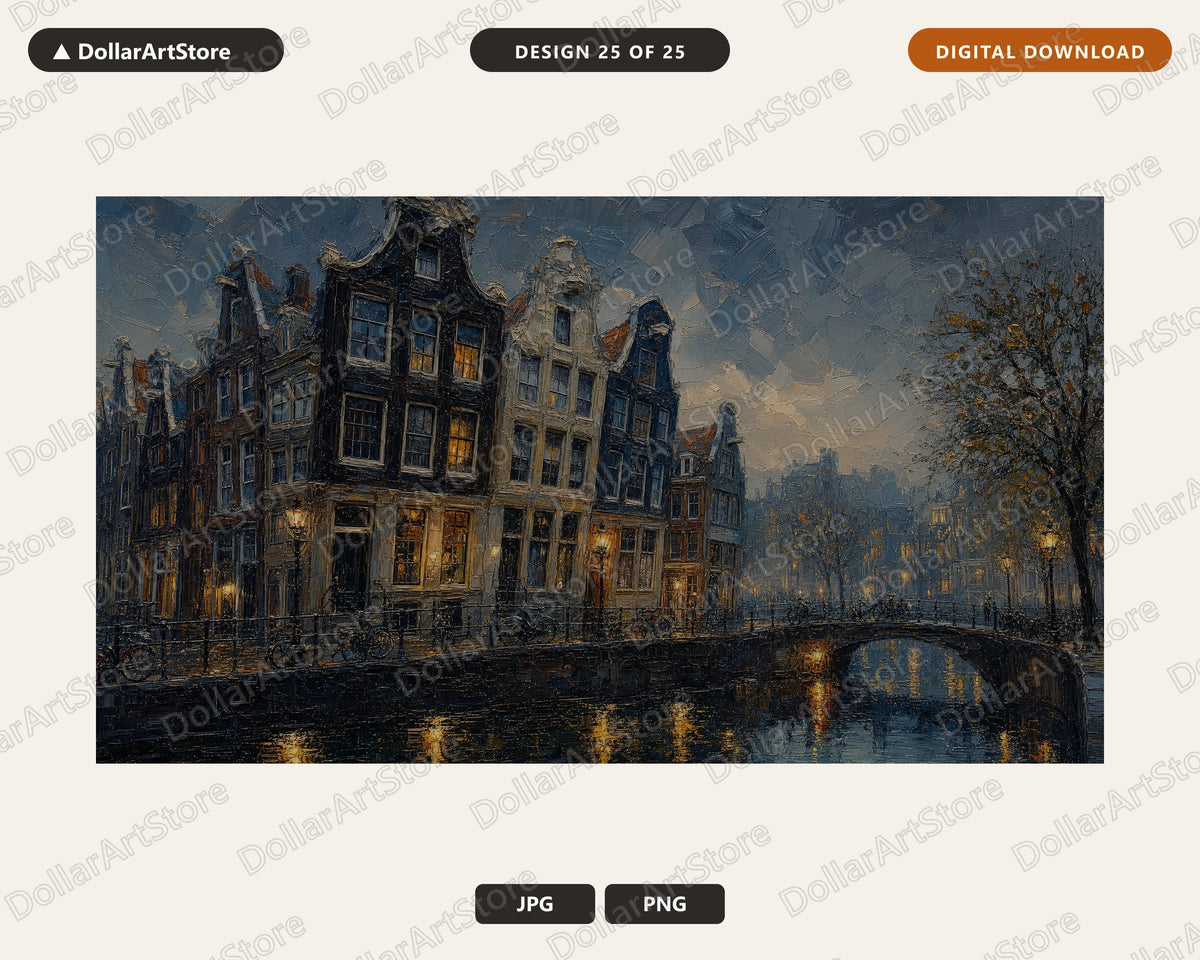 25 Cozy European Scenery Frame TV Art Bundle, Samsung Frame TV 4K Digital Downloads