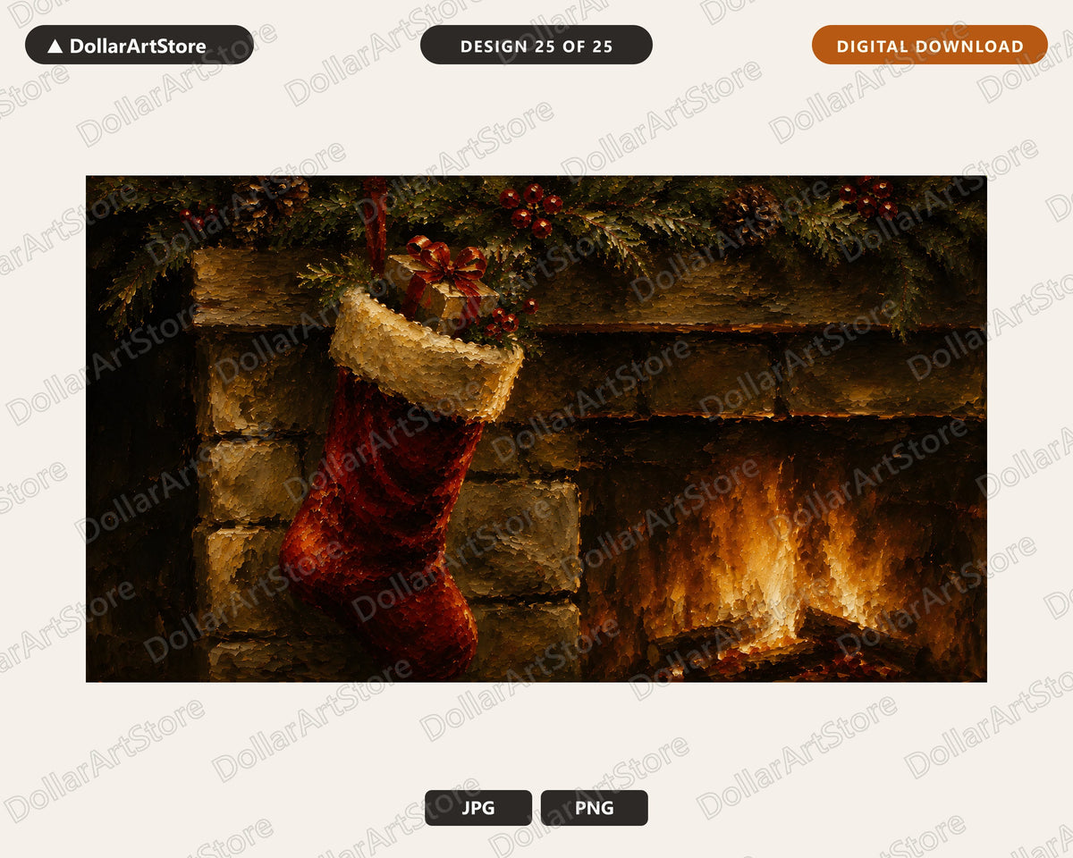 25 Cozy Holiday Frame TV Art Bundle, Christmas Scenery Samsung Frame TV 4K Digital Download
