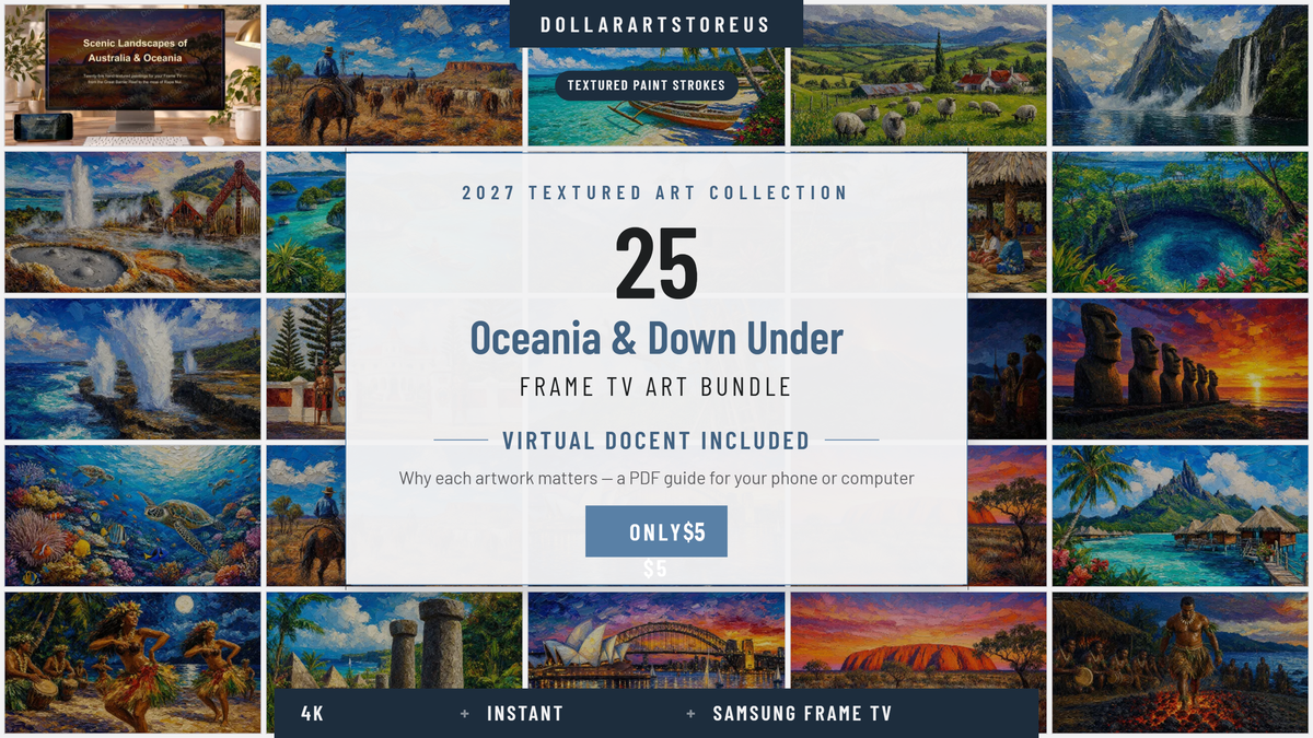 25 Textured Image Down-under Australia Oceania Scenic Landscape Samsung Frame TV Art Bundle