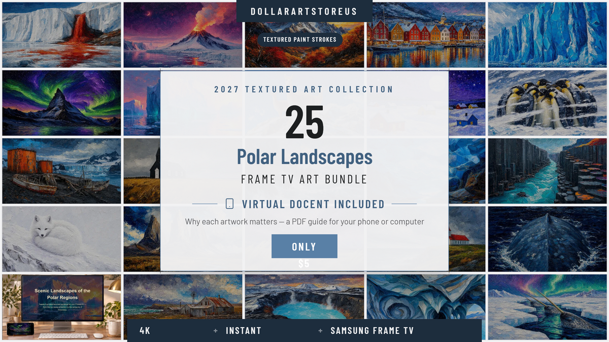 25 Cozy Arctic Scenery Frame TV Art Bundle, Samsung Frame TV 4K Digital Download