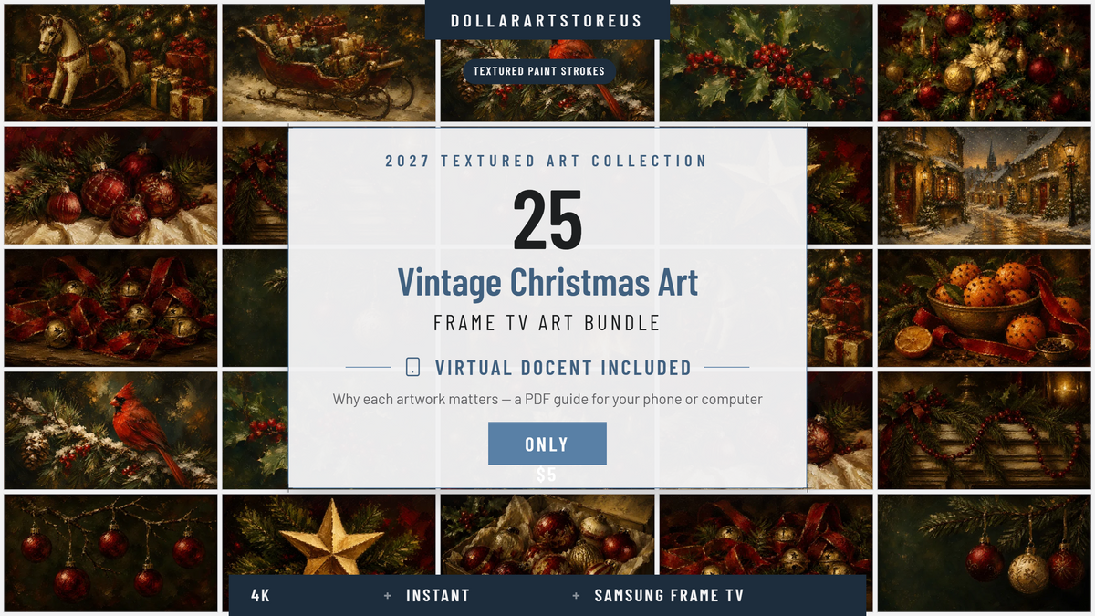 25 Cozy Holiday Frame TV Art Bundle, Christmas Scenery Samsung Frame TV 4K Digital Download