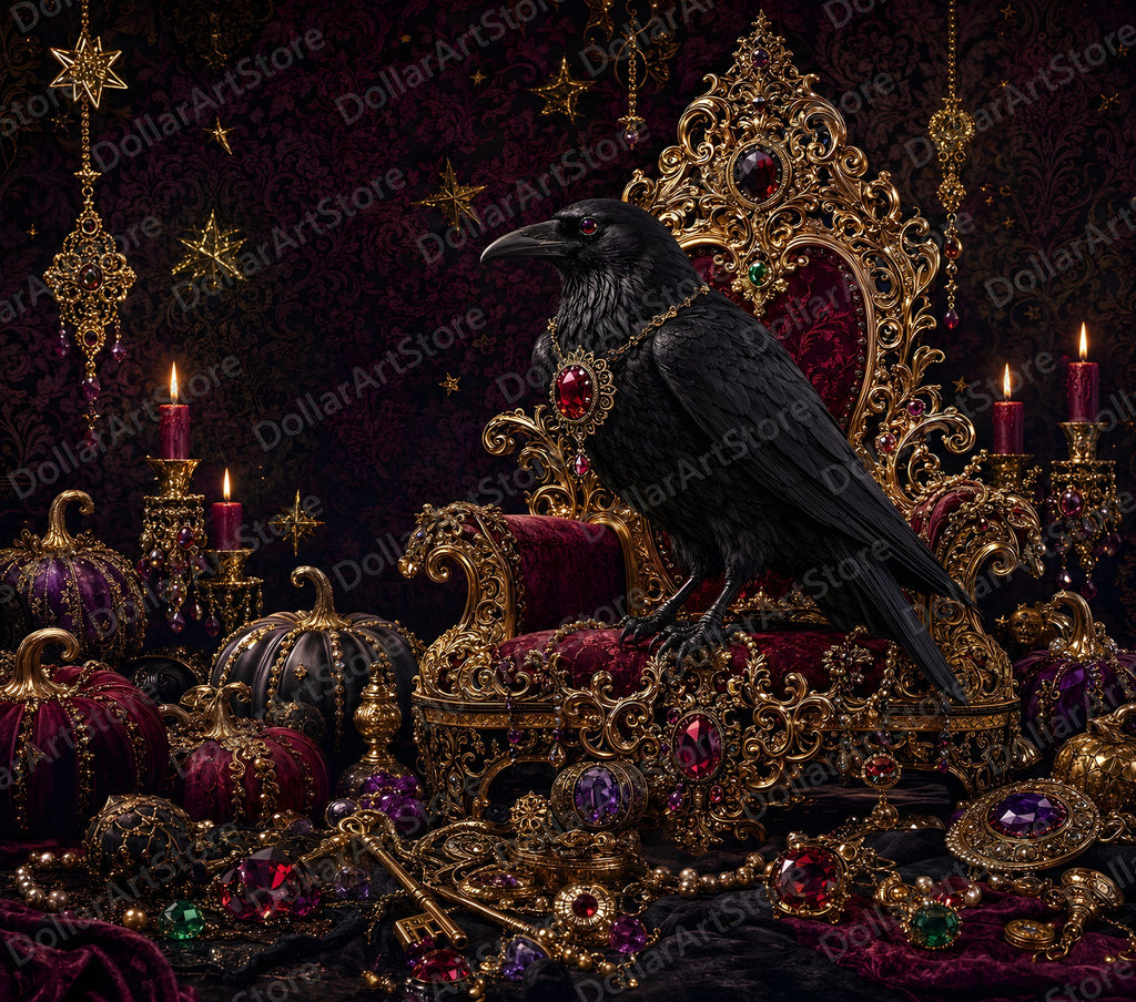 Opulent Raven Tumbler Wrap PNG, 20 oz Skinny Tumbler Sublimation Design