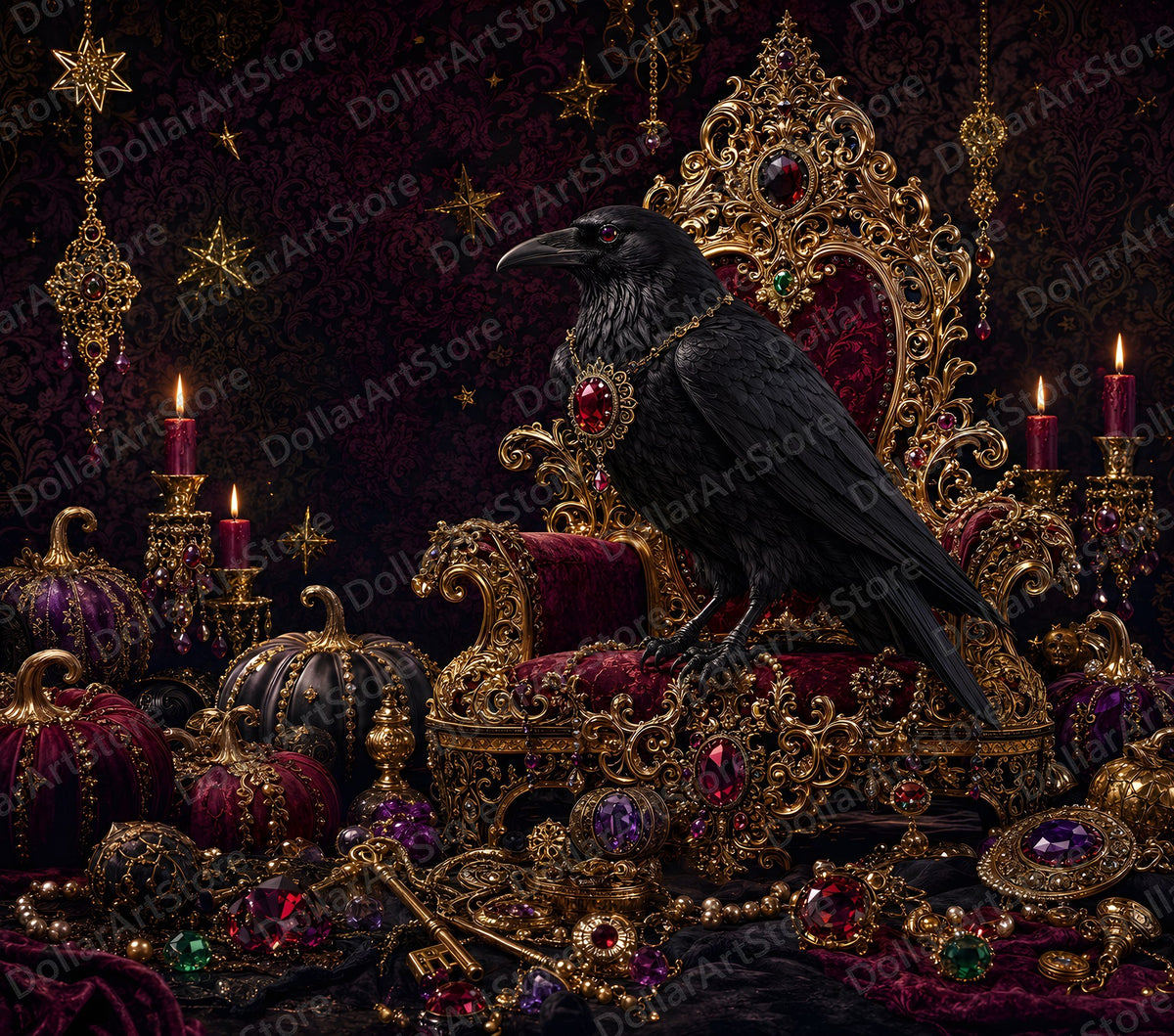 Opulent Raven Tumbler Wrap PNG, 20 oz Skinny Tumbler Sublimation Design