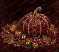 Opulent Gold Ruby Pumpkin Tumbler Wrap PNG, 20oz Skinny Tumbler Sublimation Design