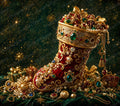 Opulence Christmas Stocking Tumbler Wrap PNG, 20oz Skinny Tumbler Sublimation Design