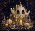 Opulent Gold Palace Tumbler Wrap PNG, 20 oz Skinny Tumbler Sublimation Design