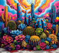 Psychedelic Cactus Succulent Tumbler Wrap PNG, 20oz Skinny Sublimation Design