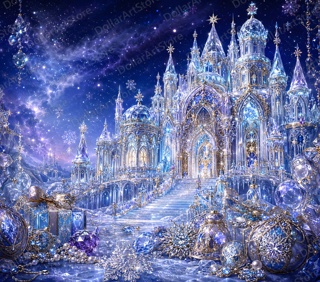 Luxury Winter Castle Tumbler Wrap PNG, 20 oz Skinny Tumbler Sublimation Design, Digital Download