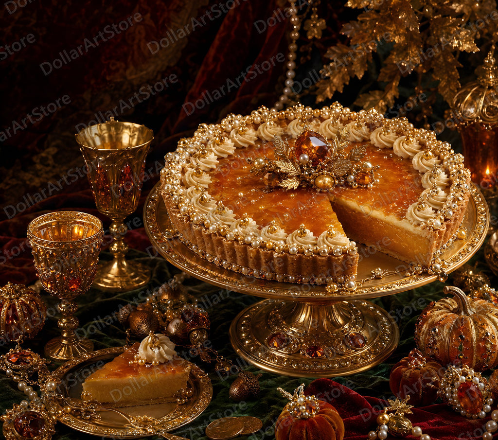 Opulent Gold Cake Tumbler Wrap PNG, 20 oz Skinny Tumbler Sublimation Design