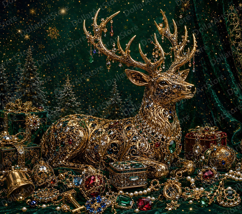 Luxury Gold Deer Tumbler Wrap PNG, 20 oz Skinny Tumbler Sublimation Design