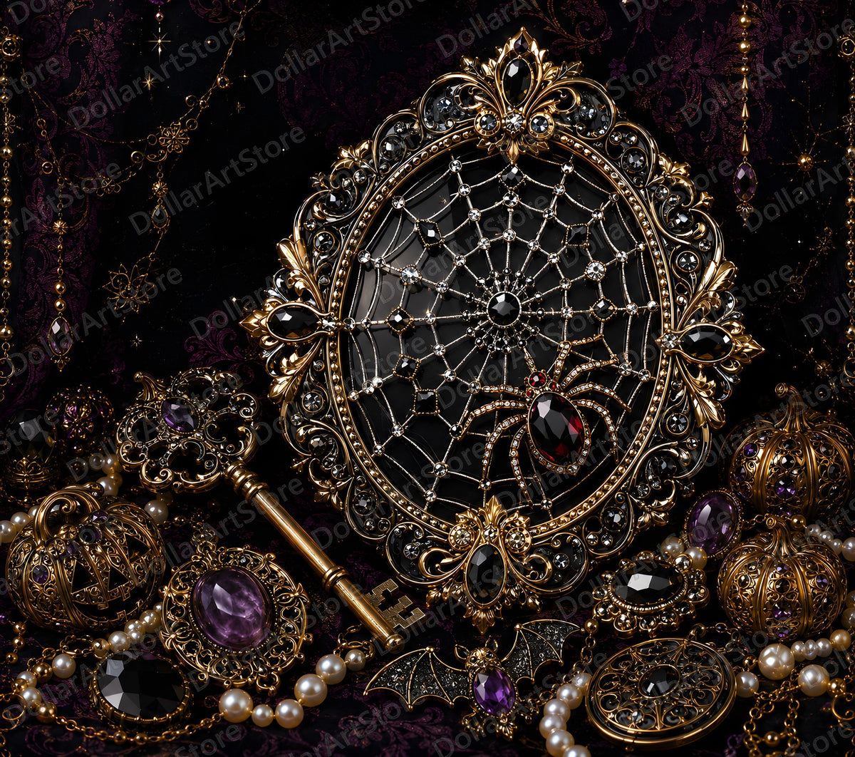 Opulent Gothic Tumbler Wrap PNG, 20 oz Skinny Tumbler Sublimation Design, Digital Download