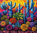 Colorful Desert Succulent Tumbler Wrap PNG, 20 oz Skinny Sublimation Design