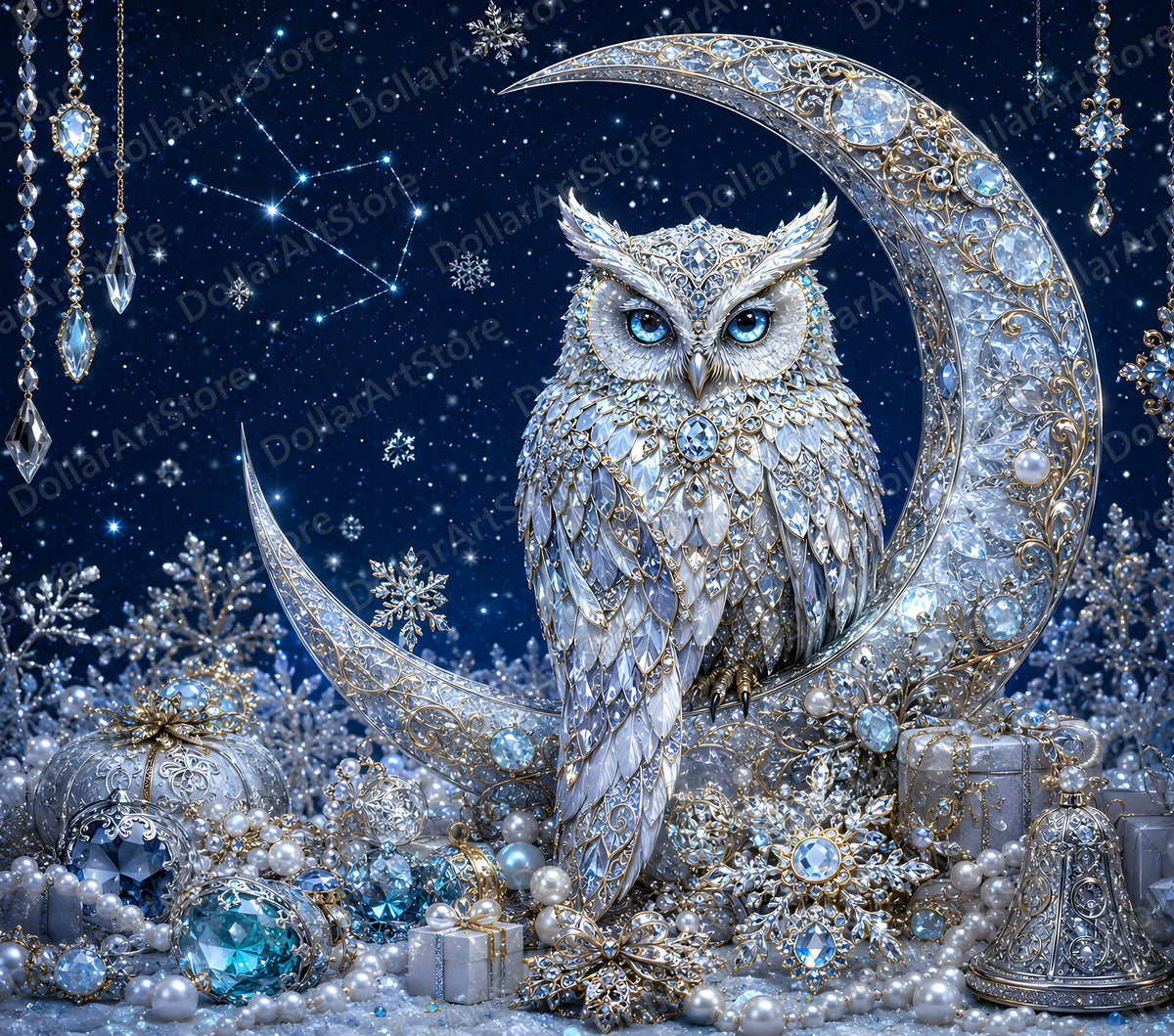 Luxury Celestial Owl Tumbler Wrap PNG, 20 oz Skinny Tumbler Sublimation Design