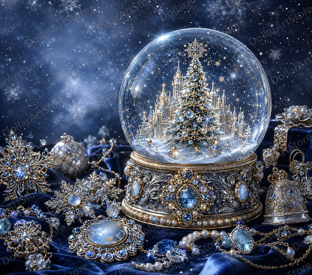 Opulent Snow Globe Tumbler Wrap PNG, 20 oz Skinny Sublimation Design, Digital Download