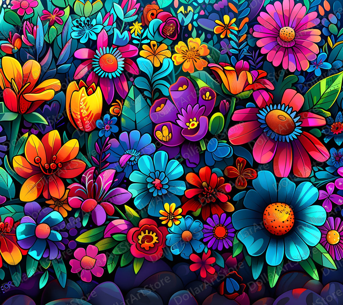 Colorful Floral Tumbler Wrap PNG, 20 oz Skinny Tumbler Sublimation Design