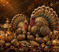 Opulent Gold Turkey Tumbler Wrap PNG, 20 oz Skinny Sublimation Design