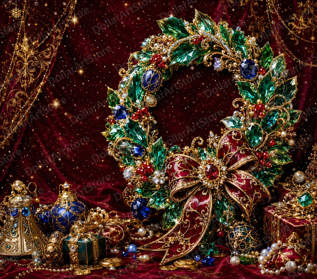 Luxury Jeweled Wreath Tumbler Wrap PNG, 20 oz Skinny Tumbler Sublimation Design