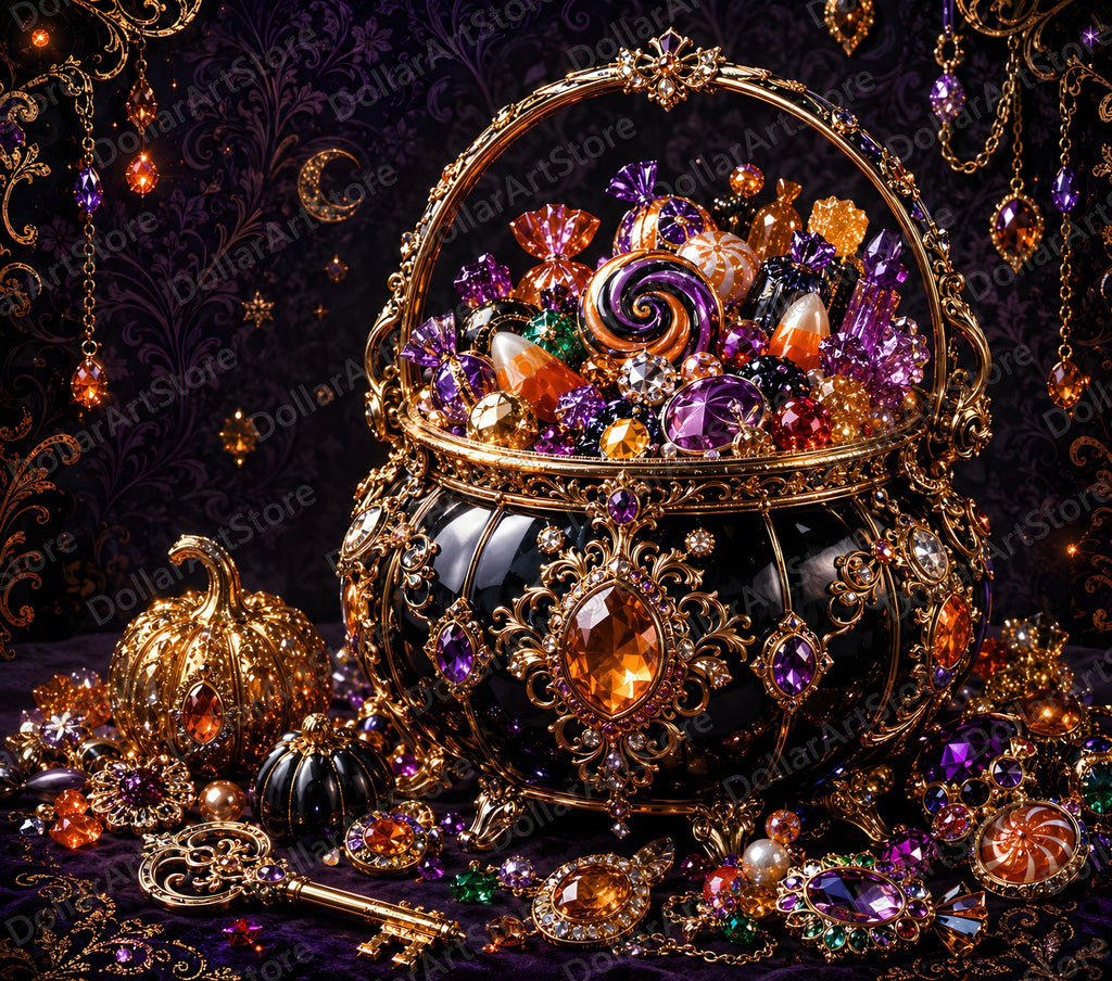 Luxury Ornate Jeweled Cauldron Tumbler Wrap PNG, 20 oz Skinny Tumbler Sublimation Design