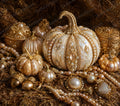Opulent Gold Pumpkin Tumbler Wrap PNG, 20 oz Skinny Tumbler Sublimation Design