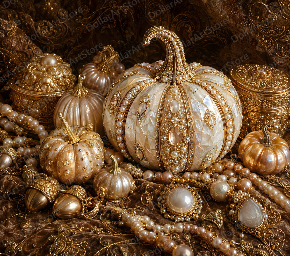 Opulent Gold Pumpkin Tumbler Wrap PNG, 20 oz Skinny Tumbler Sublimation Design