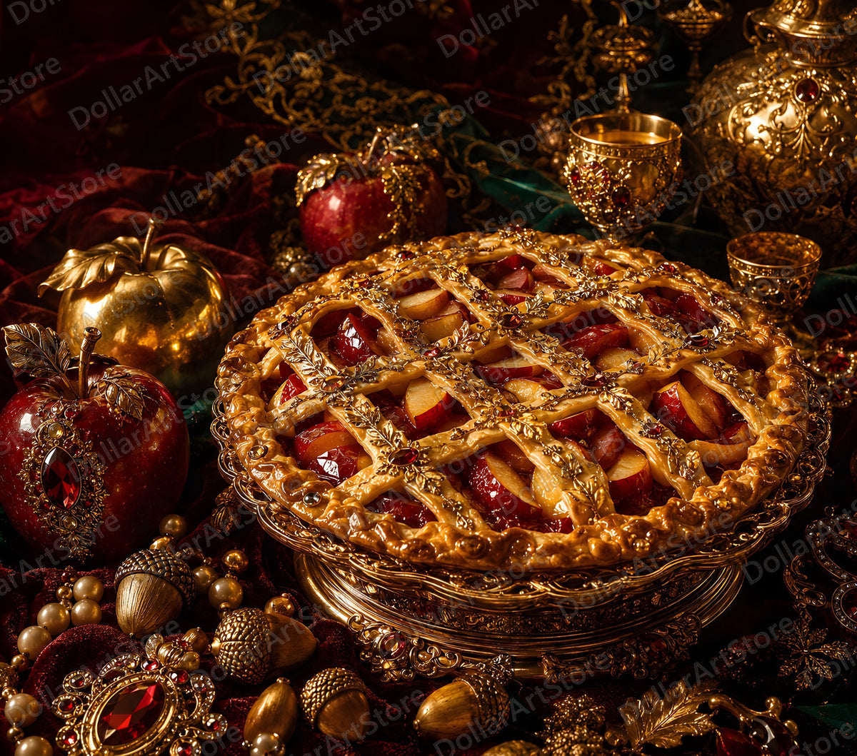 Opulent Gold Pie Tumbler Wrap PNG, 20 oz Skinny Sublimation Design