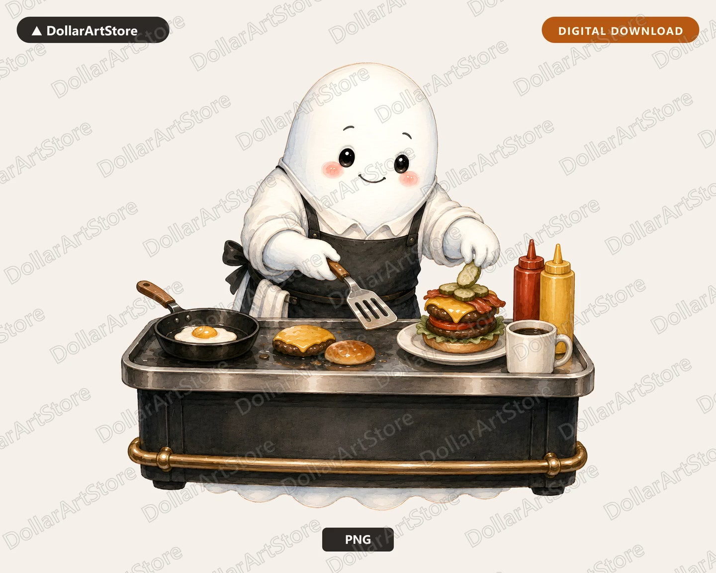 Cute Ghost Chef PNG, Sublimation Design, Kitchen Shirt Design Digital Download