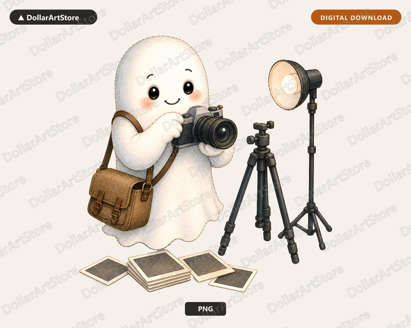 Photographer Ghost PNG, Sublimation Design, Cute Character Digital Download