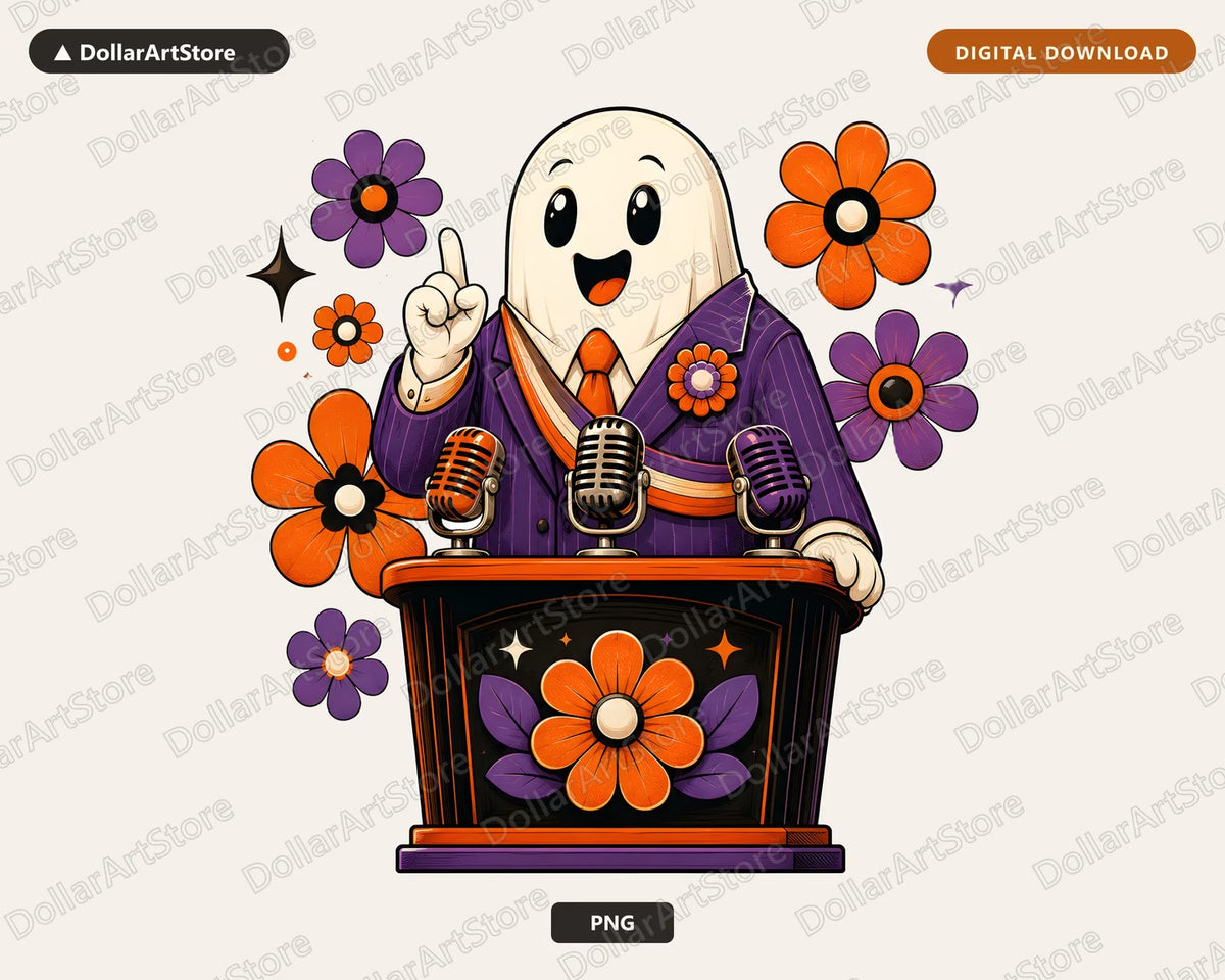 Cute Halloween Ghost PNG, Retro Sublimation Design, Shirt Digital Download