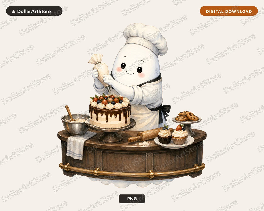 Baker Ghost PNG, Sublimation Design, Shirt & Tumbler Digital Download