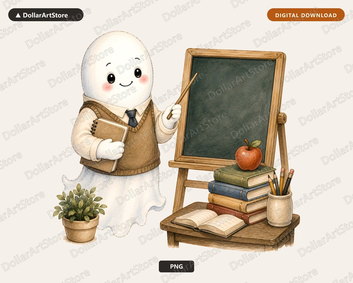 Cute Teacher Ghost PNG, Back to School Sublimation Design, Shirt & Tumbler Print