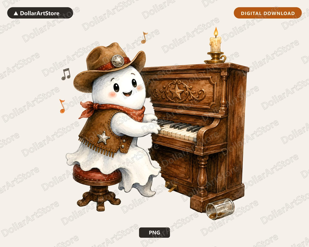 Western Cowboy Ghost PNG, Sublimation Design, Shirt Design Digital Download