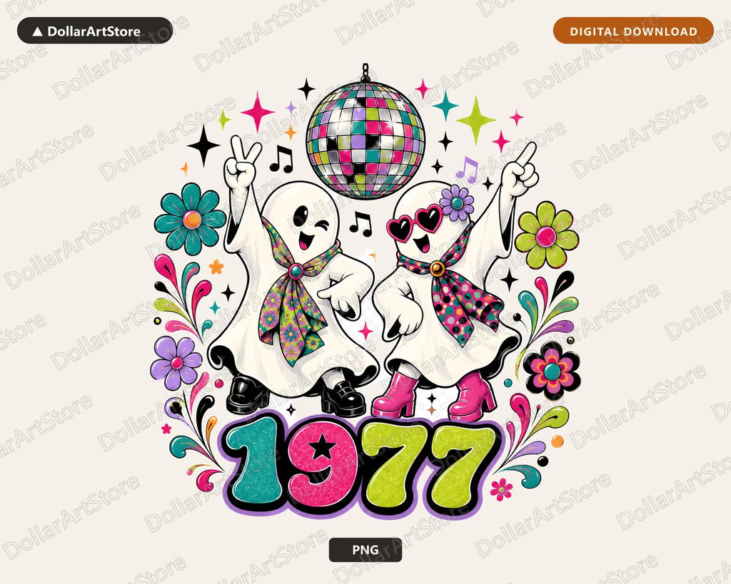 Cute Disco Ghost PNG, Sublimation Shirt Design, Y2K Digital Download