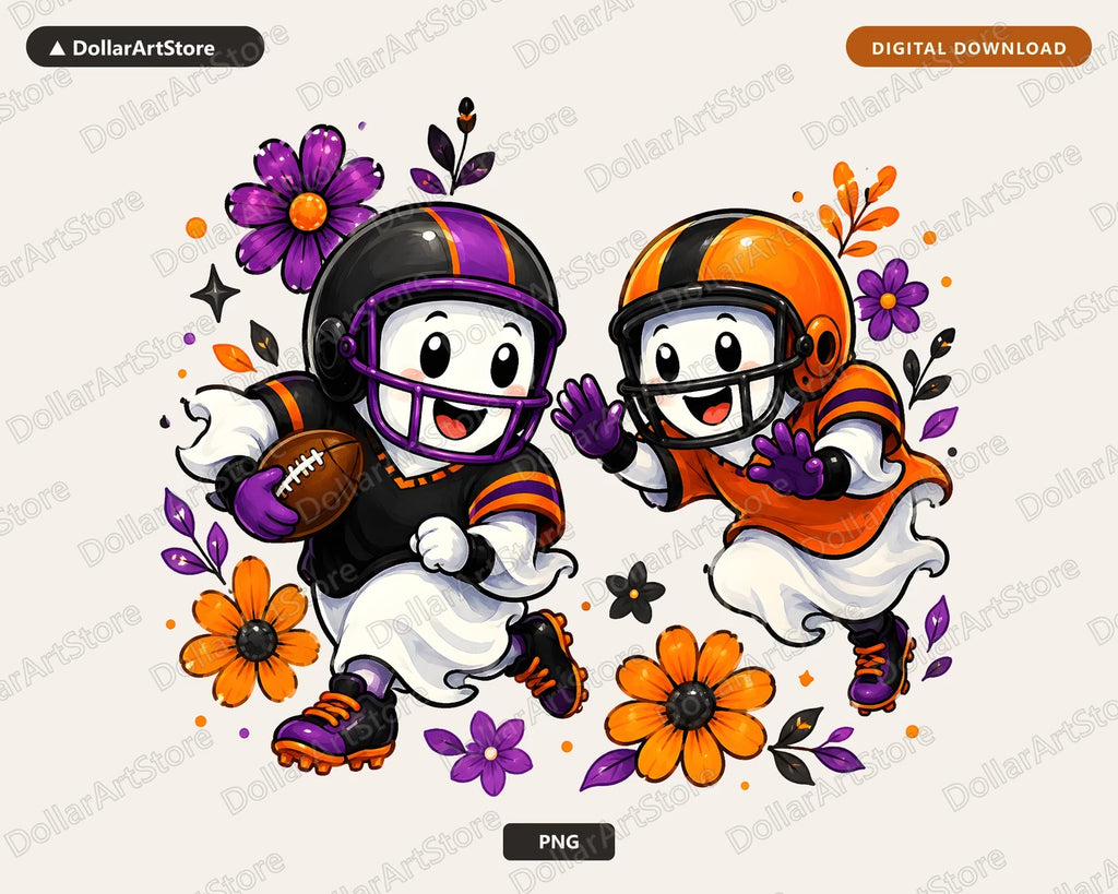 Cute Football Ghost PNG, Sports Halloween Sublimation Design, Shirt Design Digital Download