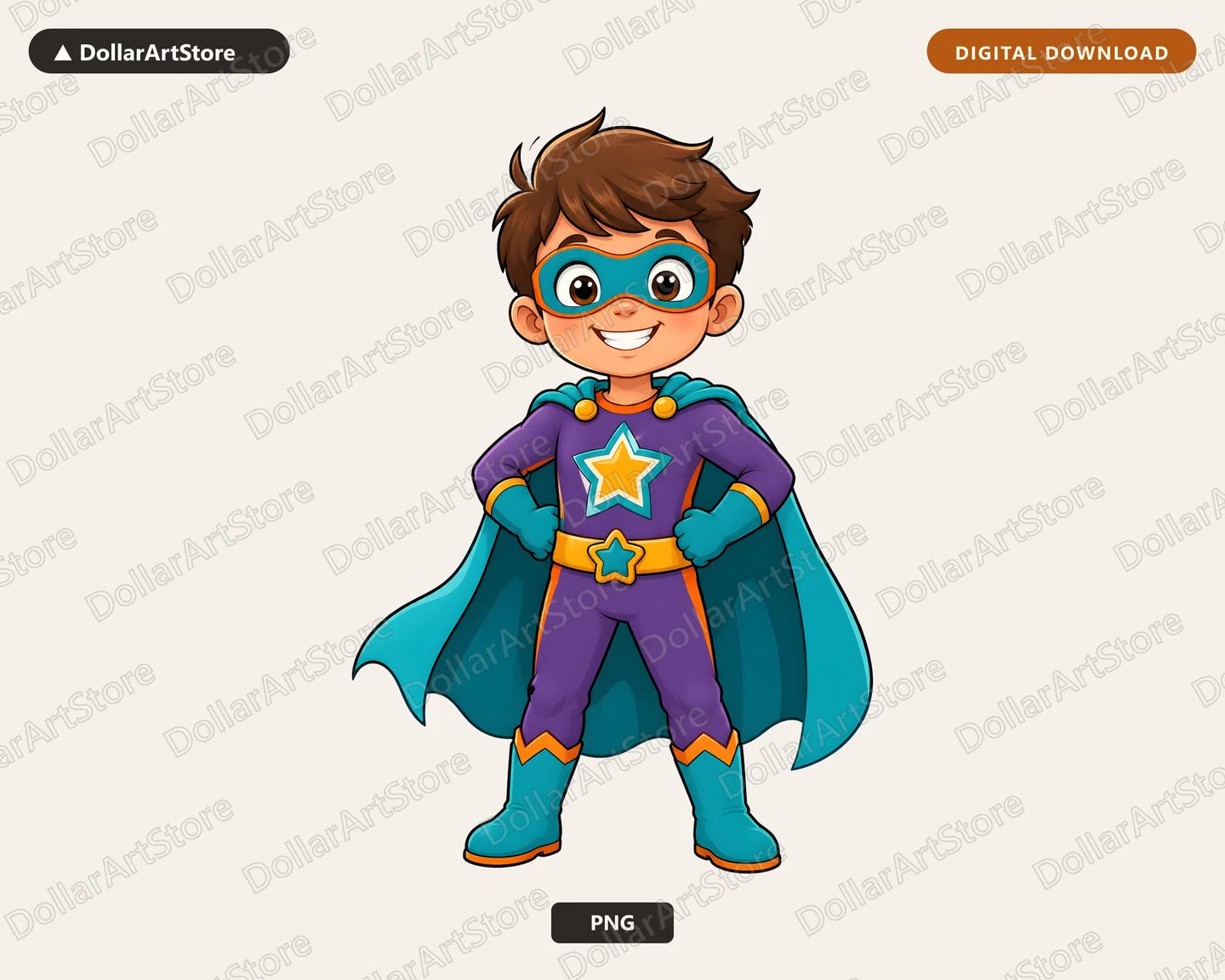 Cute Superhero Boy PNG, Kids Character Design, Shirt Design Digital Download