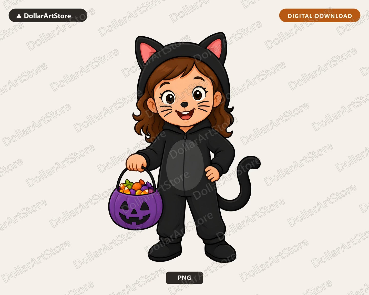 Cute Cat Costume Kid PNG, Halloween Shirt Design Digital Download