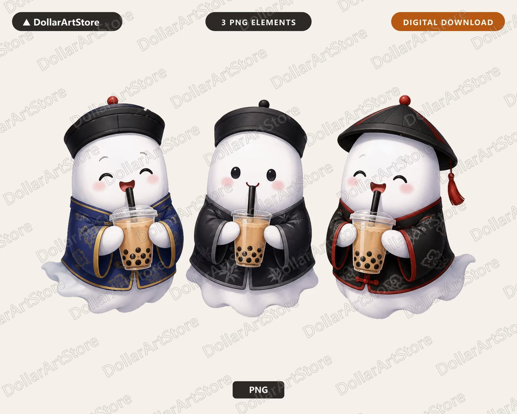 Cute Halloween Ghost PNG Sublimation Design, Boba Tea Shirt Design Digital Download