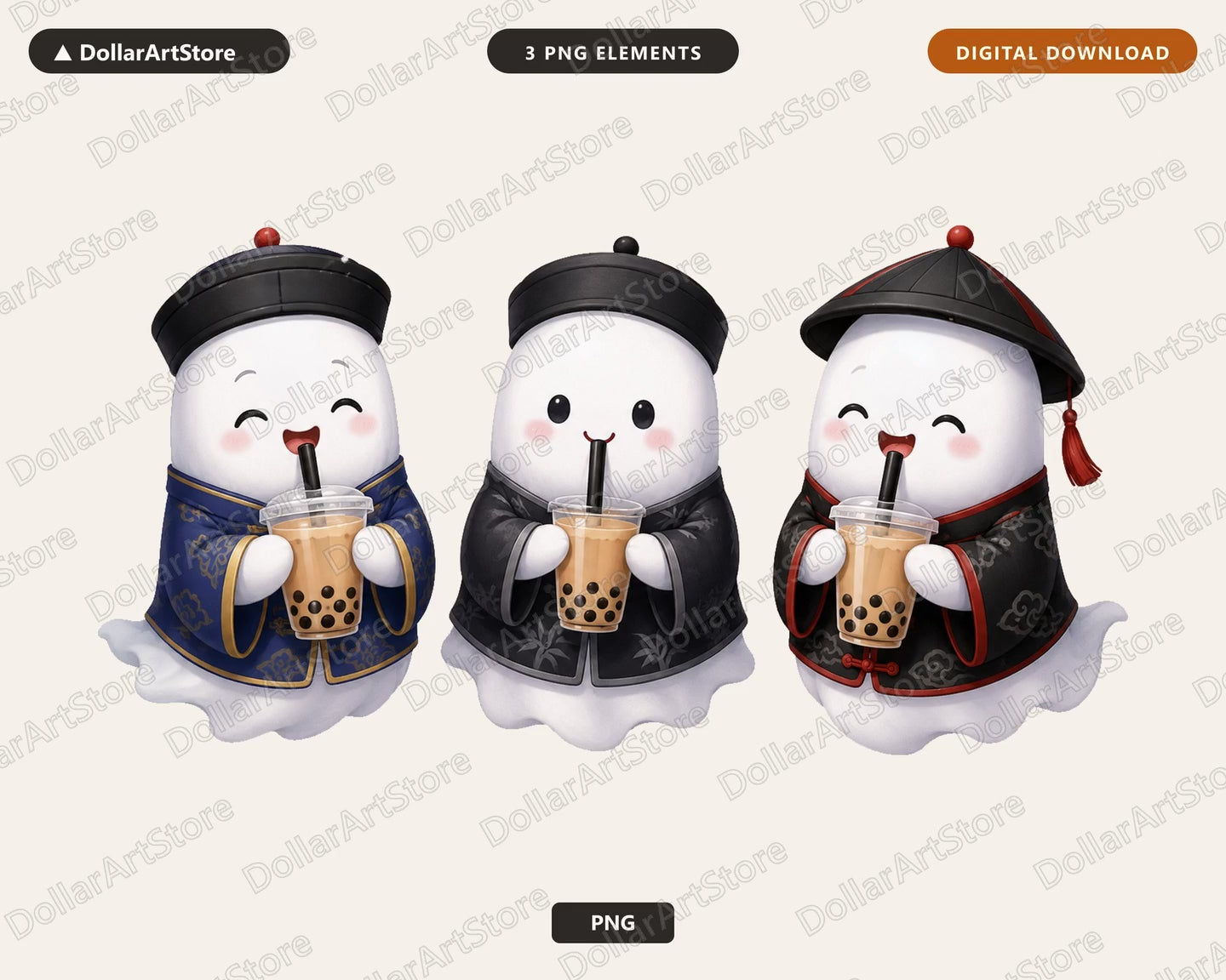 Cute Halloween Ghost PNG Sublimation Design, Boba Tea Shirt Design Digital Download
