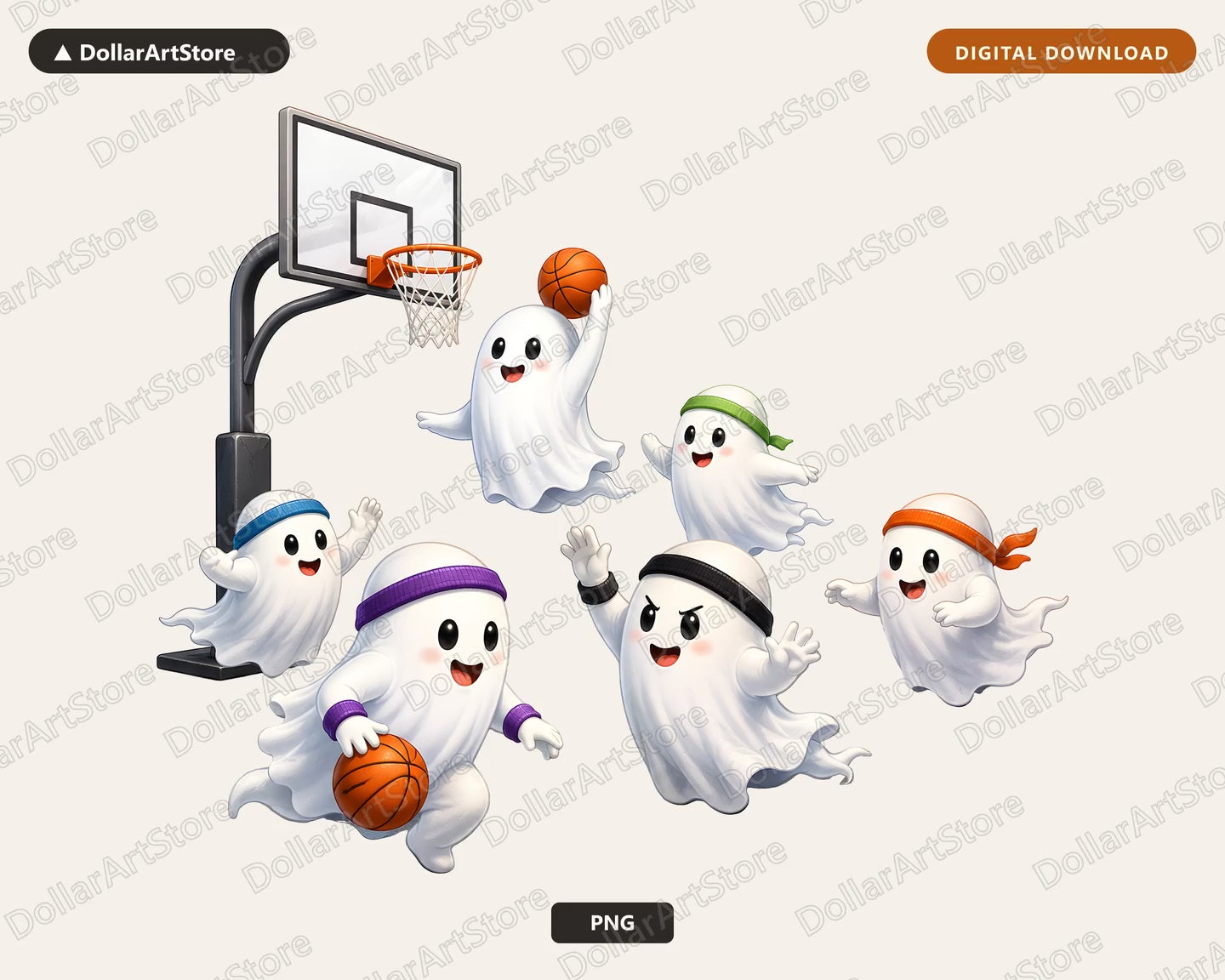 Cute Basketball Ghosts PNG, Sublimation Design, Halloween Sports Shirt Design