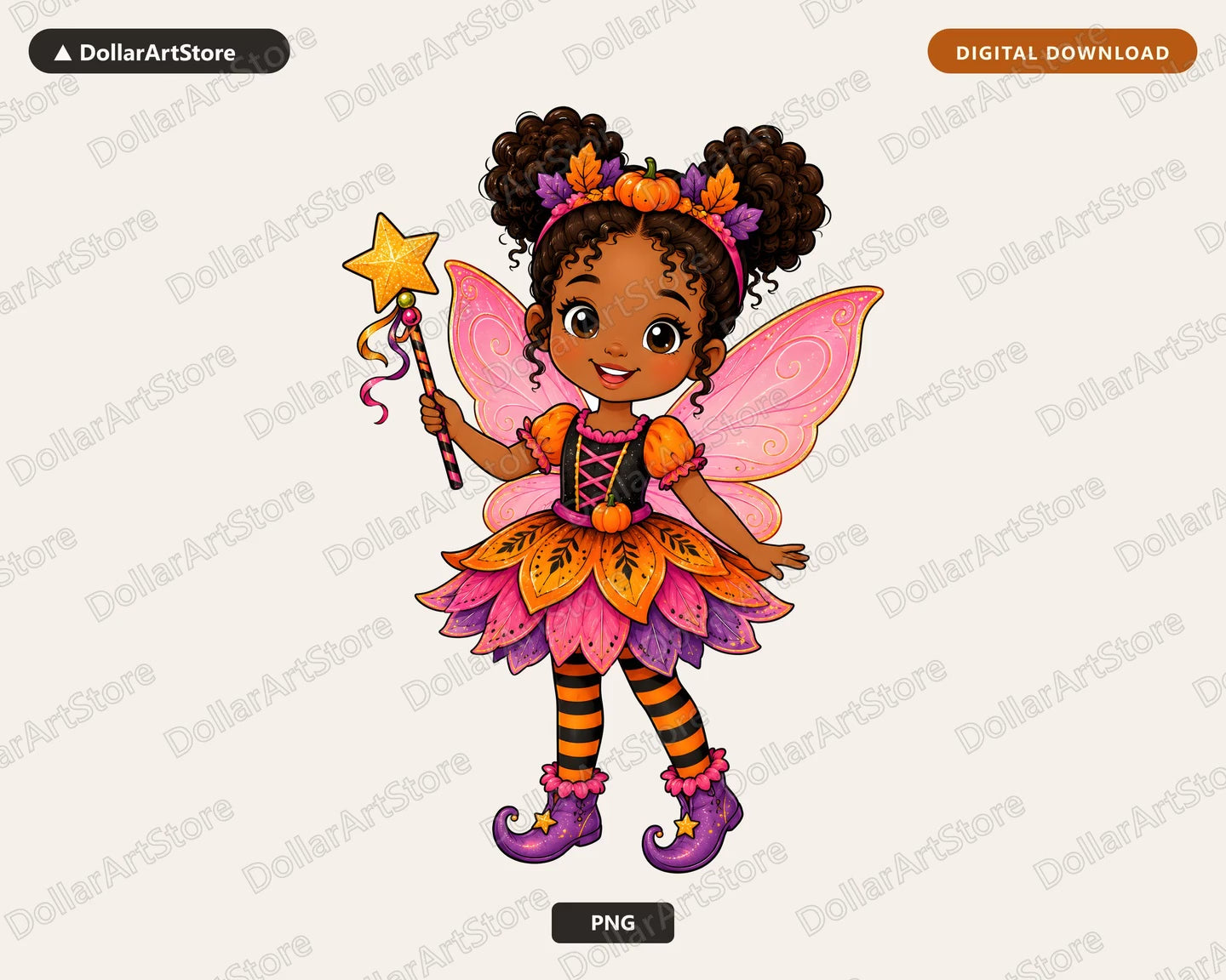 Cute Halloween Fairy PNG, Pumpkin Witch Sublimation Design, Kids Shirt PNG Download