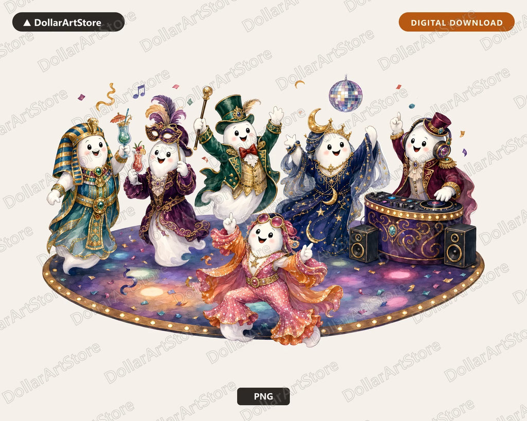 Fancy Ghost Party PNG, Sublimation Design, Shirt Design Digital Download