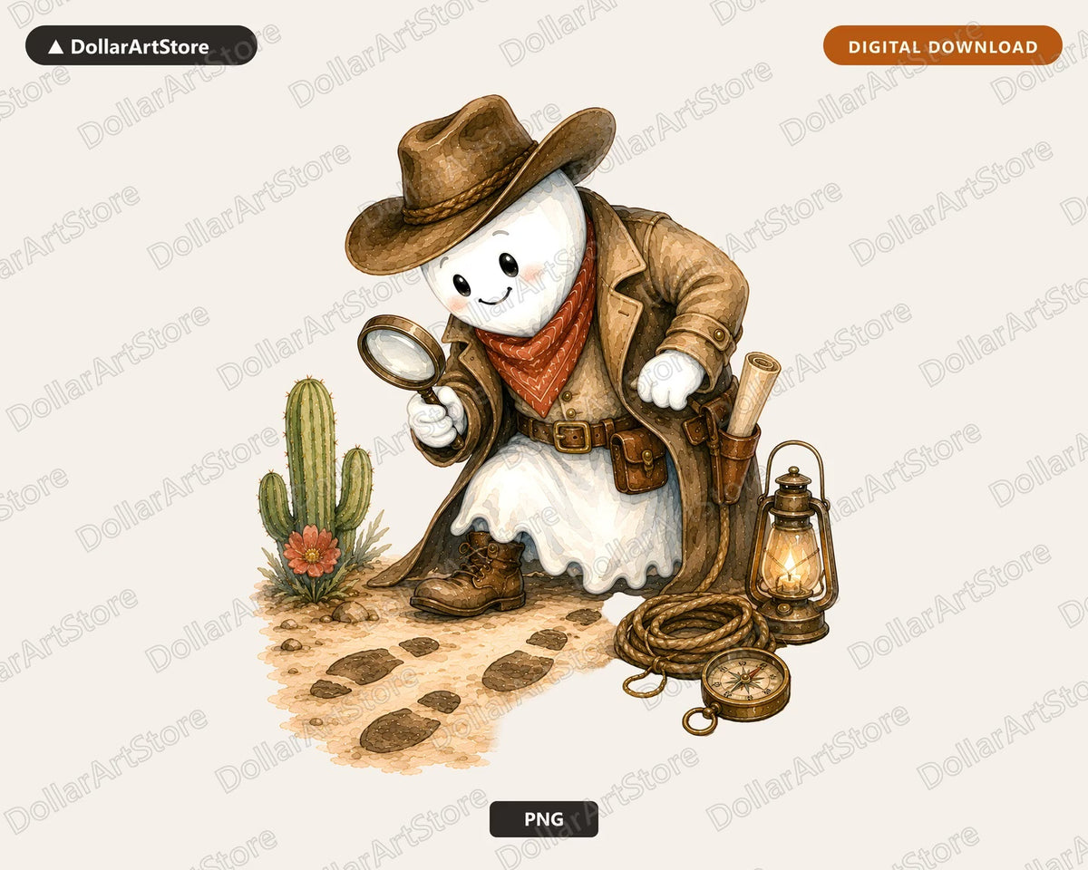 Western Cowboy Ghost PNG, Sublimation Design, Shirt & Tumbler Digital Download