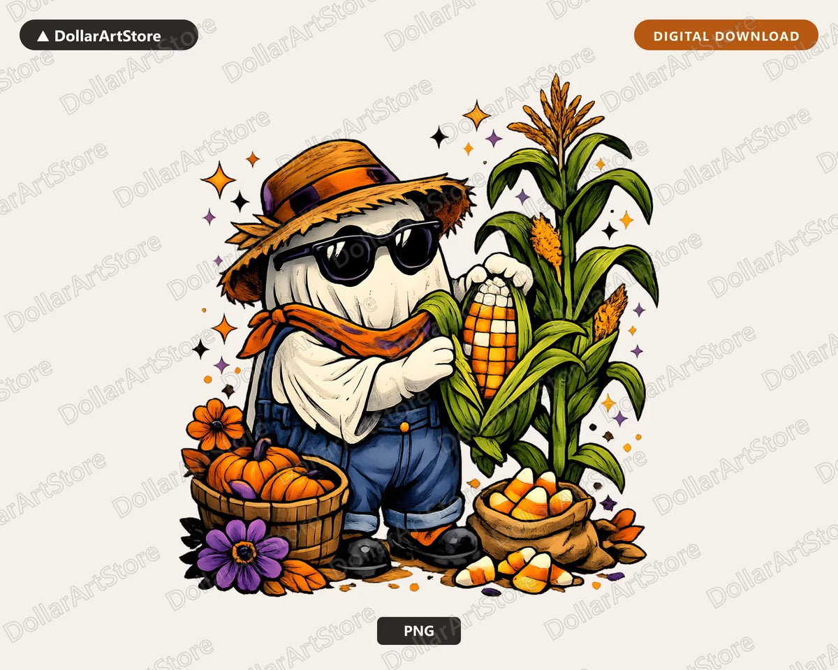 Cute Halloween Ghost PNG, Sublimation Design, Fall Shirt Design Digital Download
