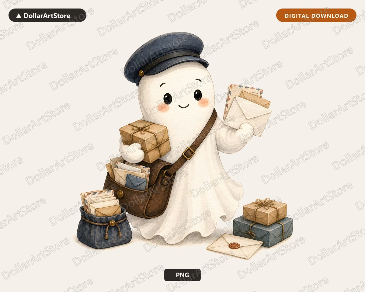 Mail Carrier Ghost PNG, Sublimation Design, Shirt Design Digital Download