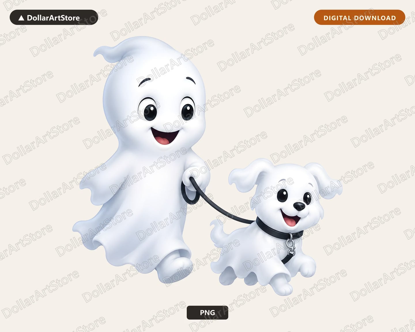 Cute Halloween Ghost PNG, Friendly Ghost Dog Digital Download Sublimation Design