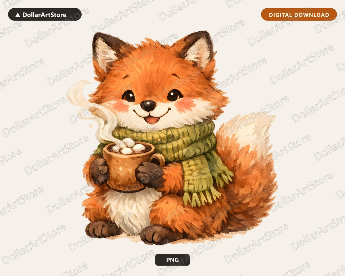 Cozy Fox PNG, Sublimation Design, Shirt Design Digital Download