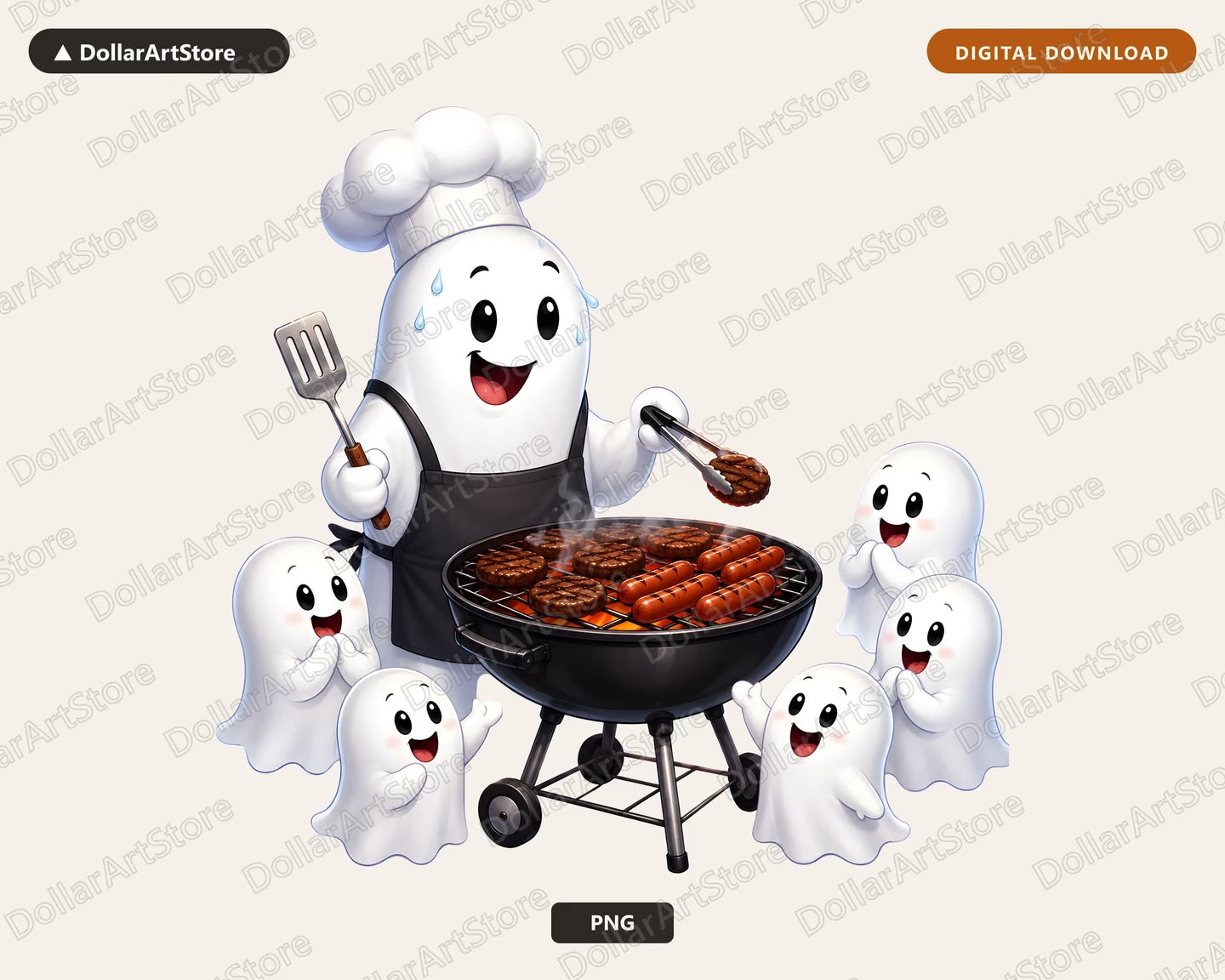 Cute Halloween Ghost Chef PNG, Sublimation Design, Shirt Print Digital Download